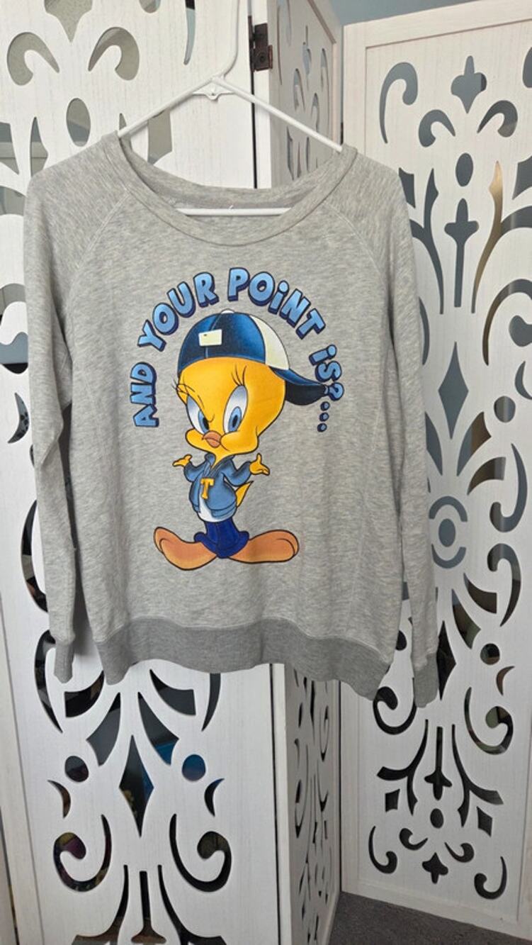 Looney Tunes Tweety Bird Sweatshirt Adult XtraSmall Gray And Your Point Is NWOT